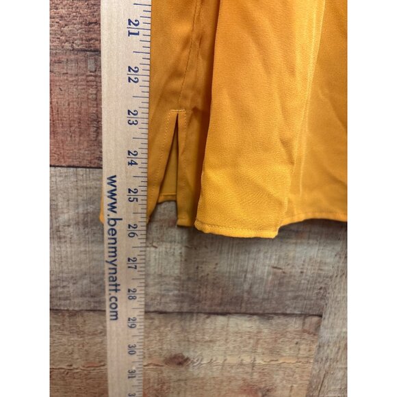 Loft Outlet Womens Mustard Ruffle Sleeve Blouse Size L - Picture 2 of 7